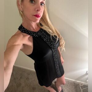 Black silk cocktail dress